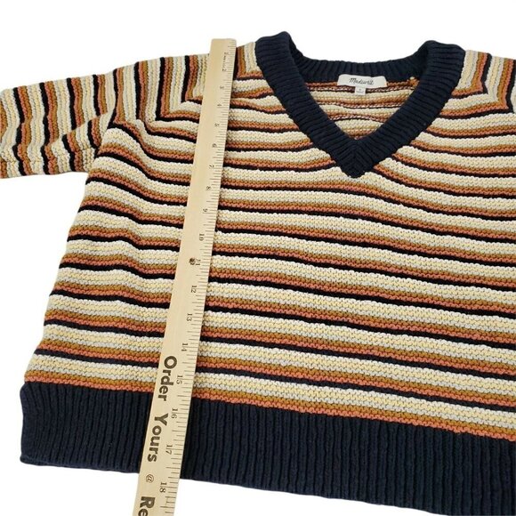Madewell Sweater Womens Small Arden V-Neck Crop Pullover Striped Multicolor - Picture 10 of 11